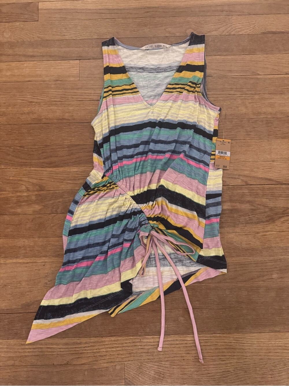 NWT Rachel Rachel Roy Women's Striped Asymmetric Ruched Tank Top - Size S
 b13
